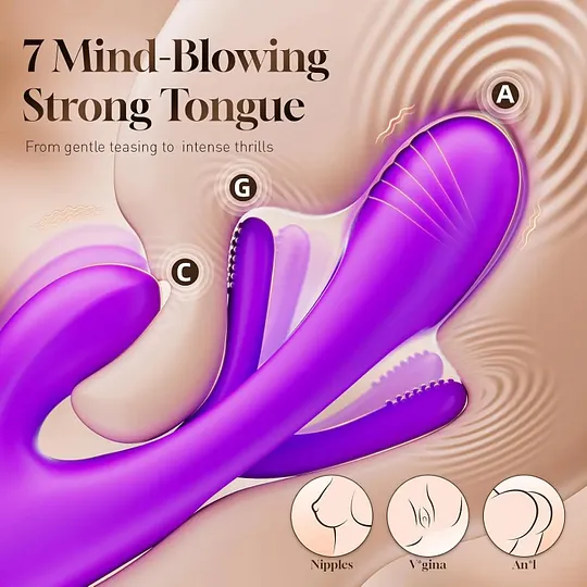 3-in-1 Rabbit Vibrator | G-Spot & Tongue Flapping Massager thumbnail 4
