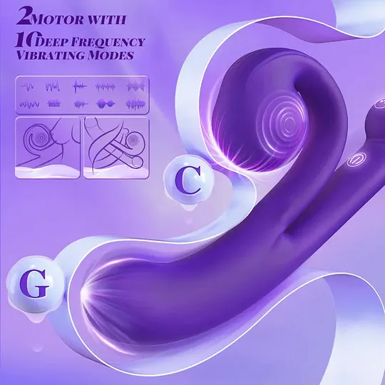 Rabbit Vibrator with Clit-Kissing Arm | Dual G-Spot & Clitoral Stimulator thumbnail 4